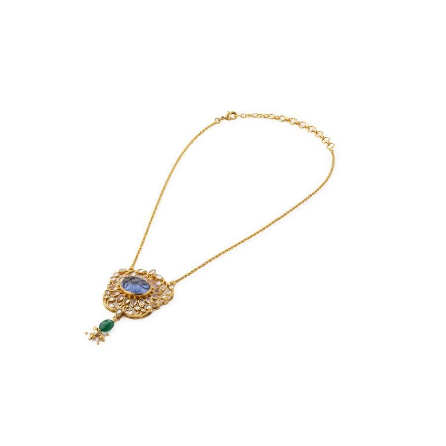 Gulmohar Mini Floralia Necklace Blue