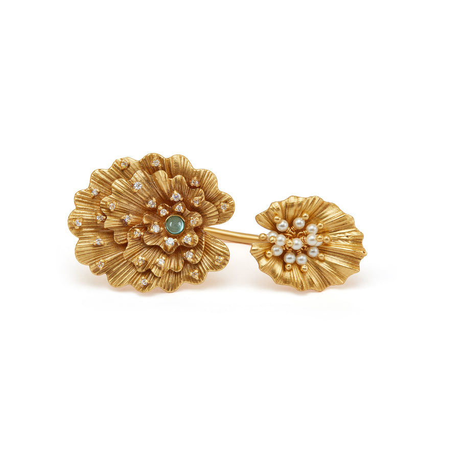 Odeta Double-motif Ring with Turquoise Hue